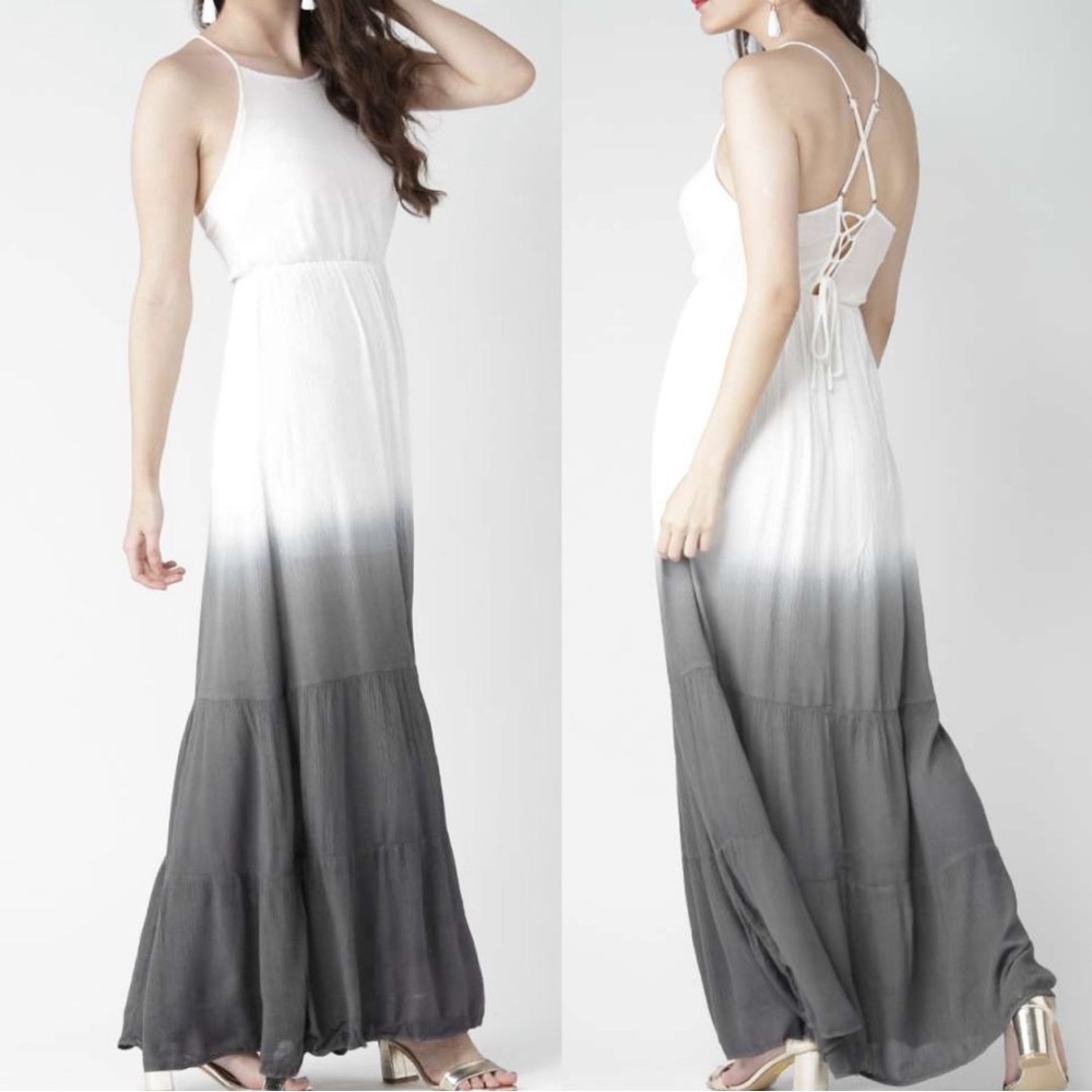 NWOT Forever 21 Grey Dyed Ombré Maxi Dress Size M